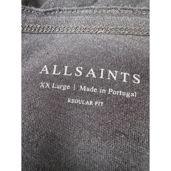 AllSaints Figure Long Sleeve Henley Mens XXL Black Cotton Regular Fit Casual - Picture 4 of 12